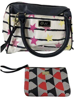 Betsey Johnson Stars & Stripes Satchel Handbag And Convertible Wristlet Bundle